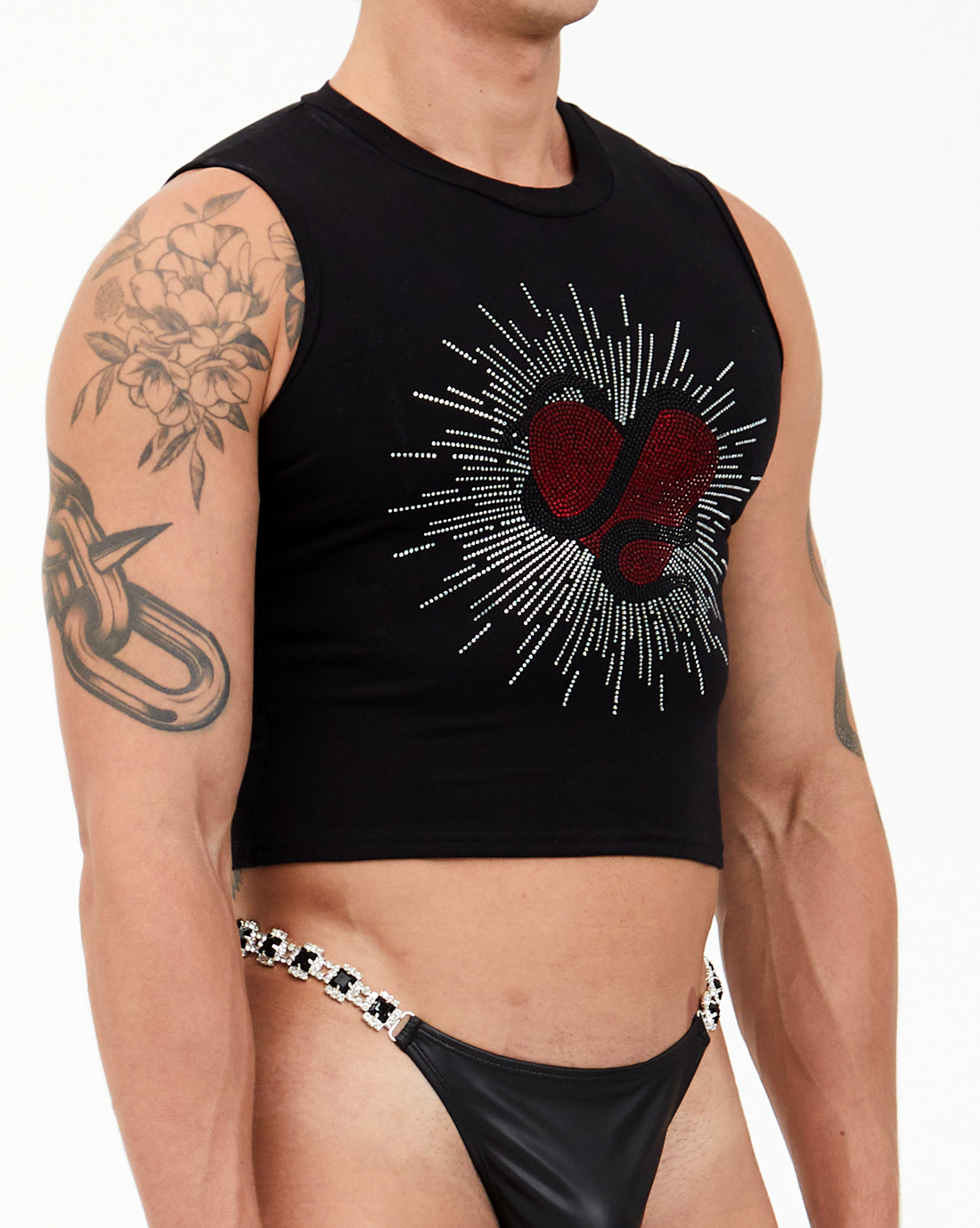 Poison Rhinestone Mid Crop Tank Top