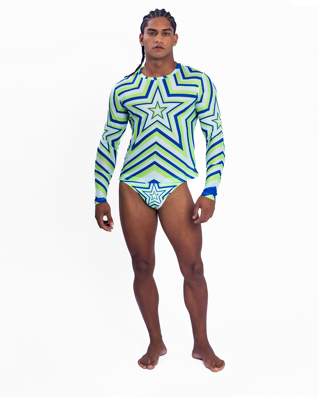 Star Mesh Crew muscle fit long sleeve mesh t-shirt in Green