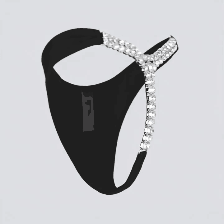 Diamond T-Back Thong - Black