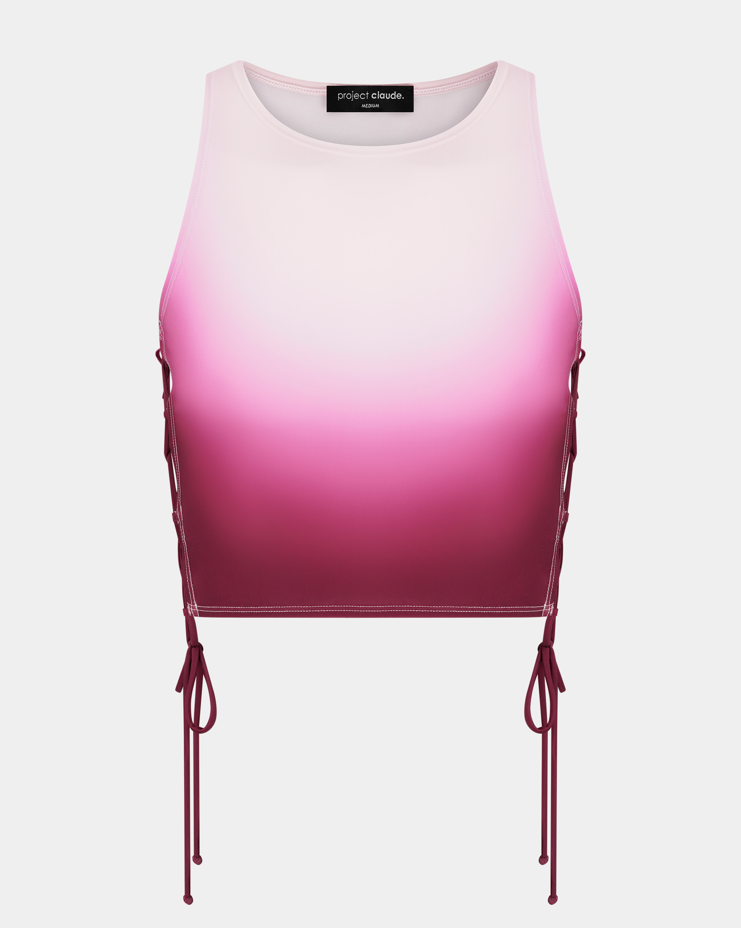 Lace Up Crop Top Pink Gradient