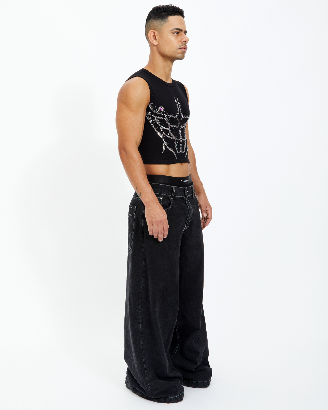 Masterpiece Rhinestone Mid Crop Tank Top