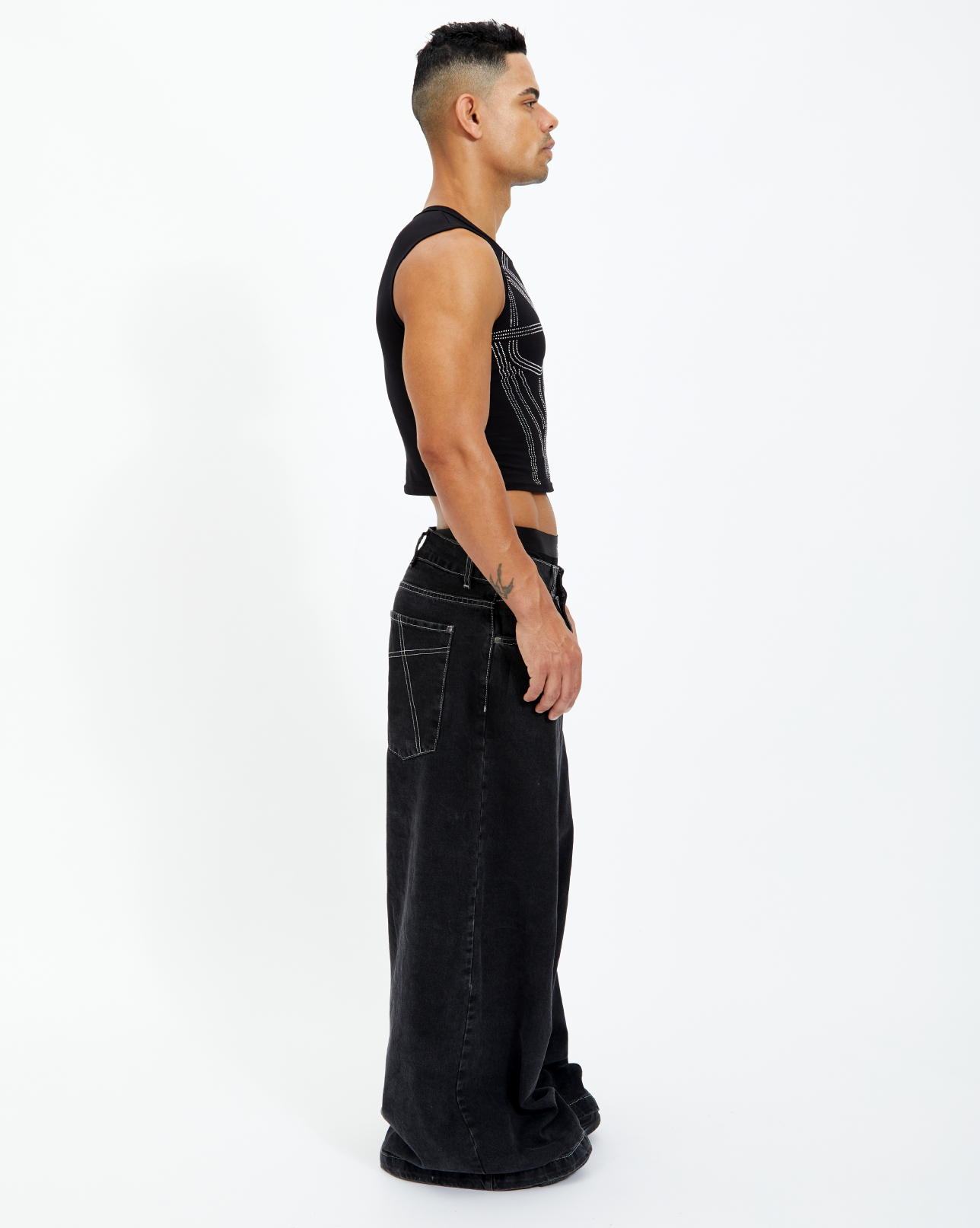 Armour Rhinestone Mid Crop Tank Top