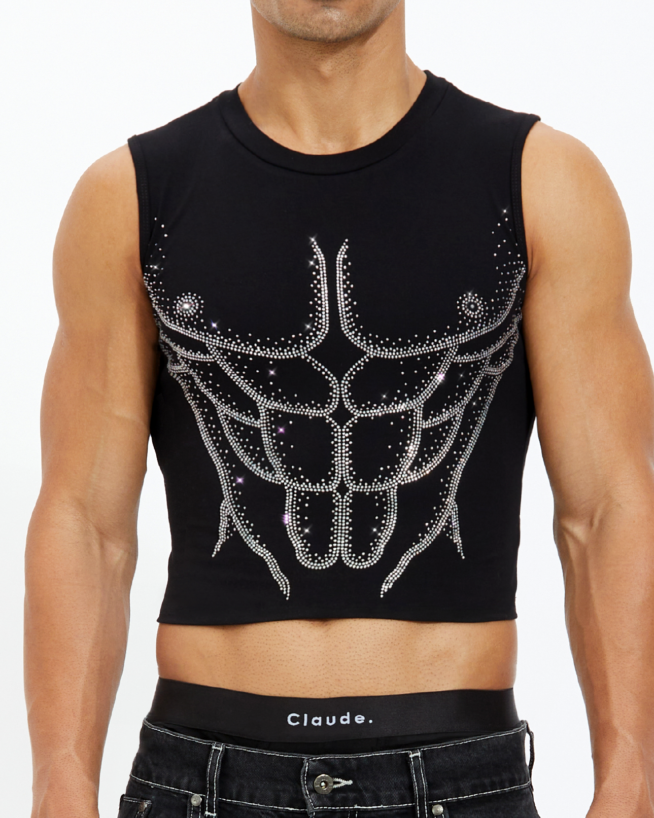 Masterpiece Rhinestone Mid Crop Tank Top