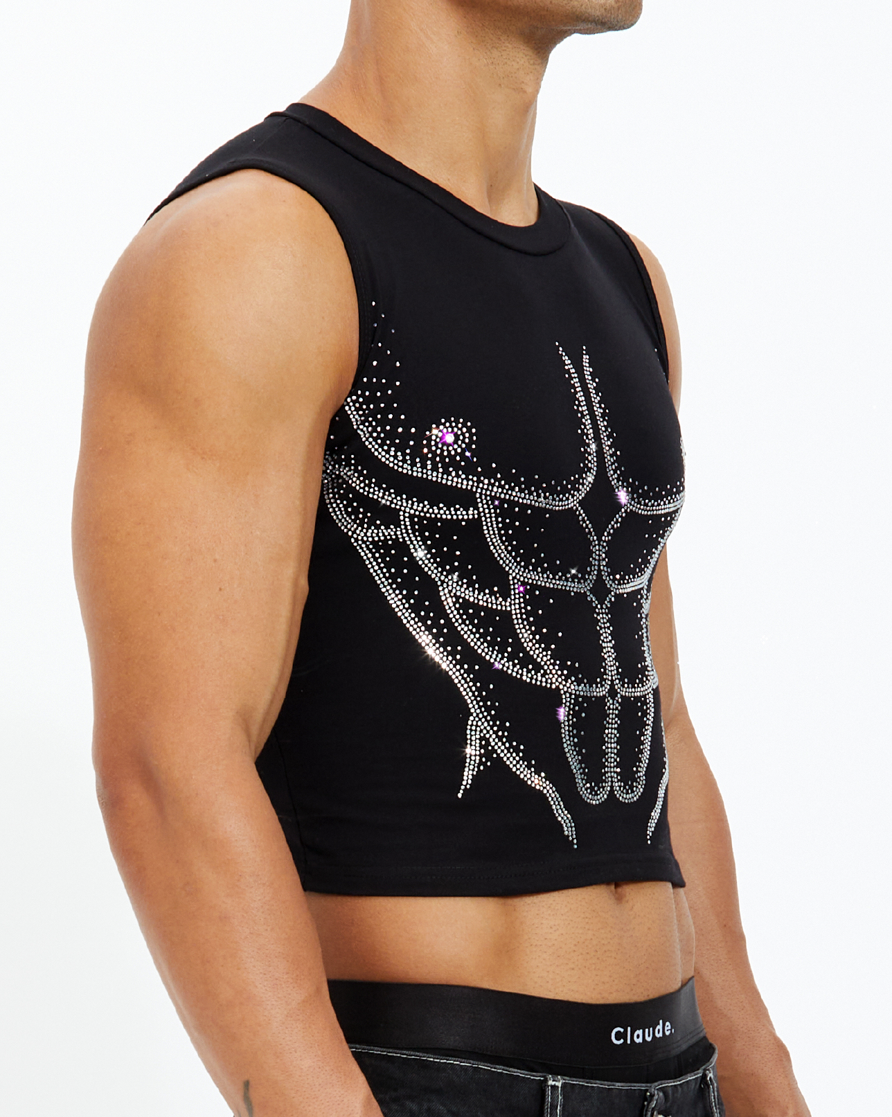 Masterpiece Rhinestone Mid Crop Tank Top