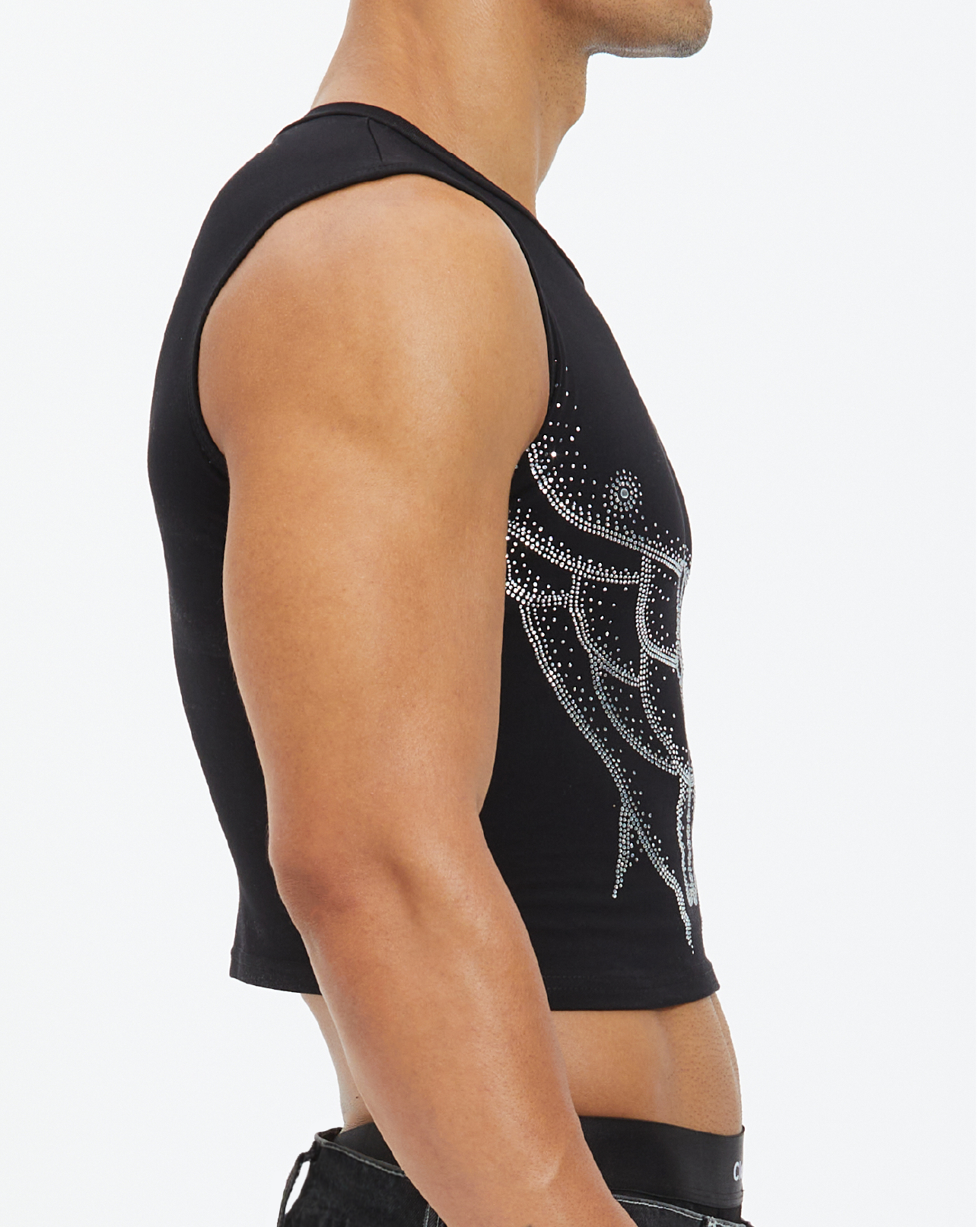 Masterpiece Rhinestone Mid Crop Tank Top
