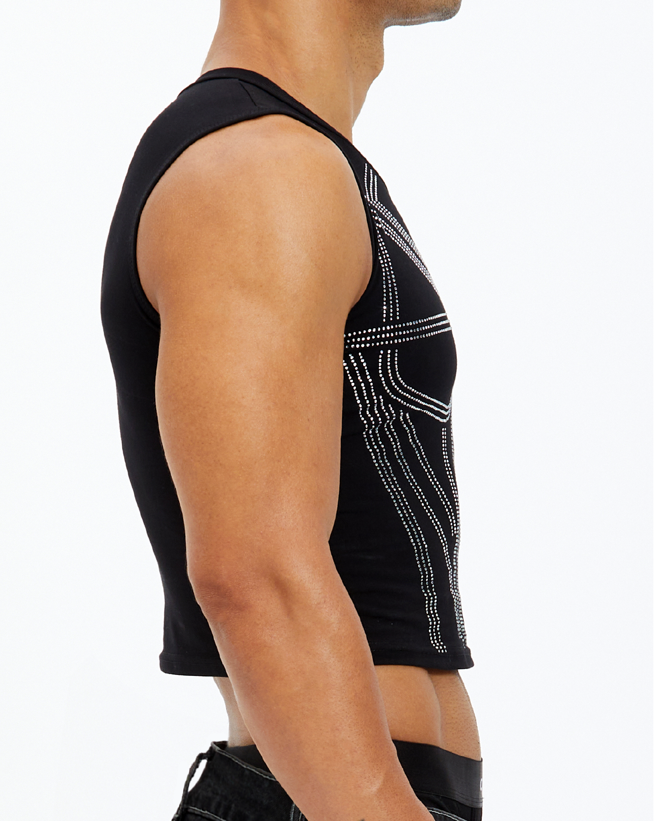 Armour Rhinestone Mid Crop Tank Top