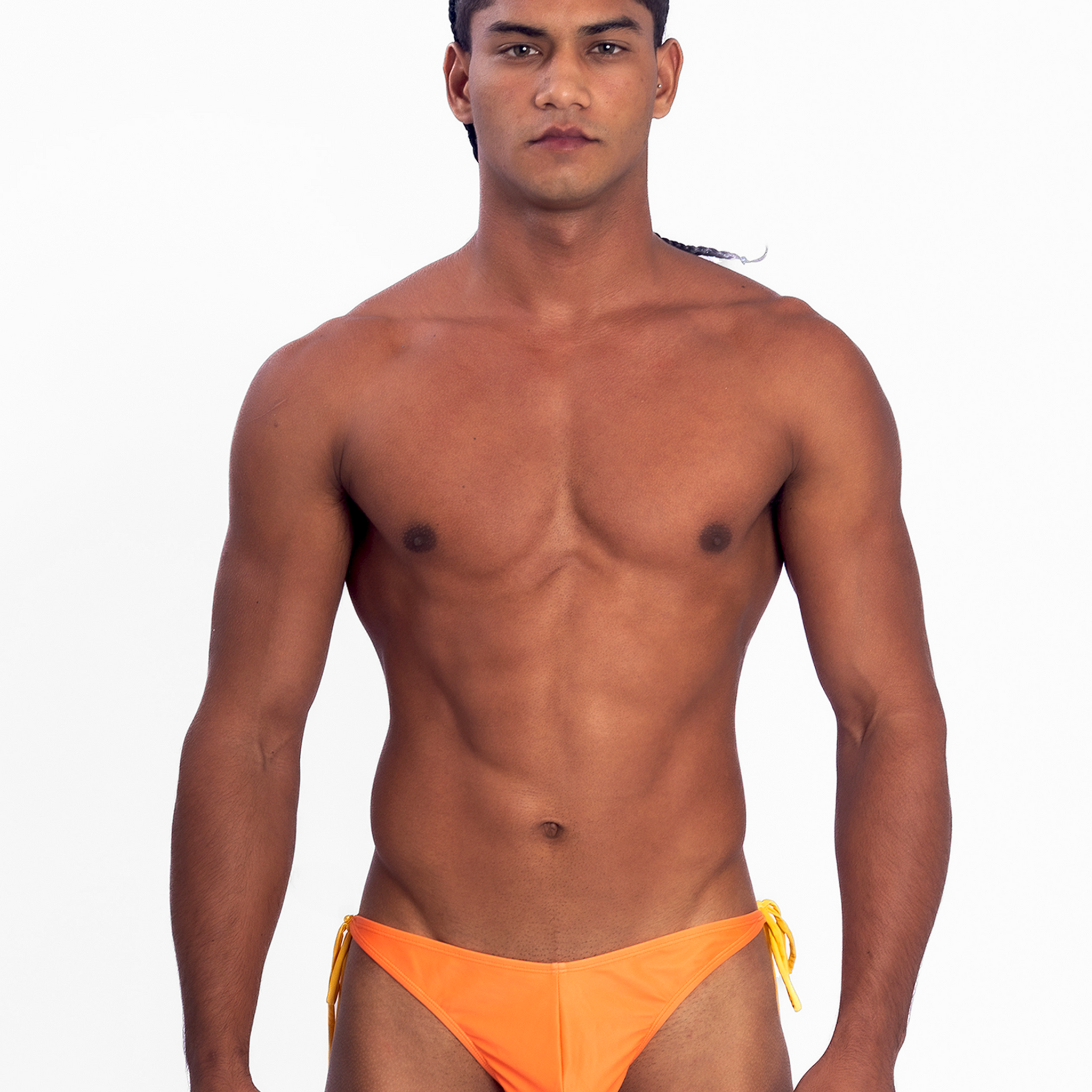 Beaded Side-Tie Bikini Thong - Orange