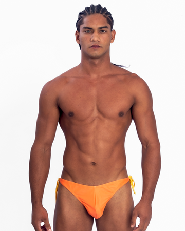 Beaded Side-Tie Bikini Thong - Orange