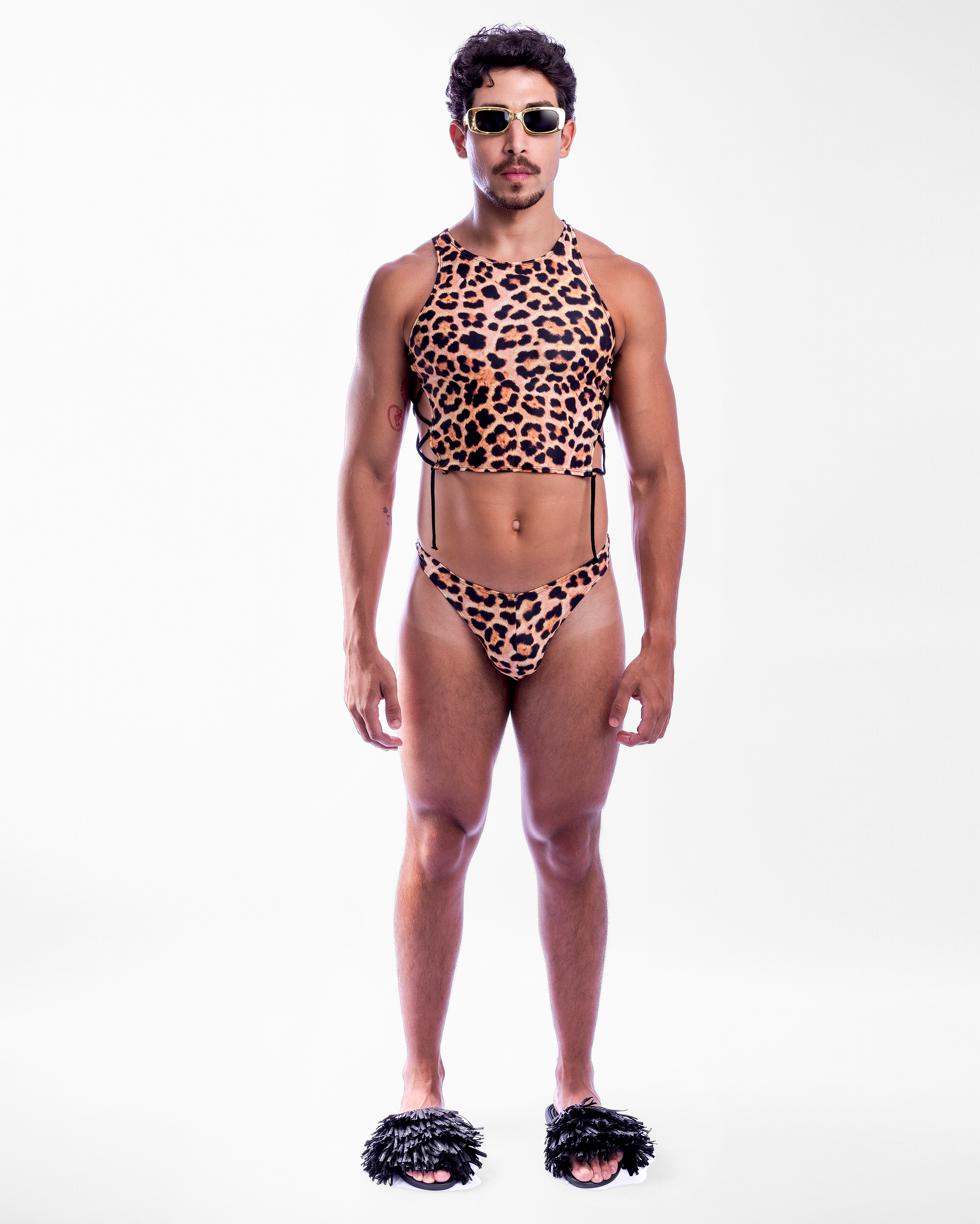 Lace Up Crop Top in Leopard