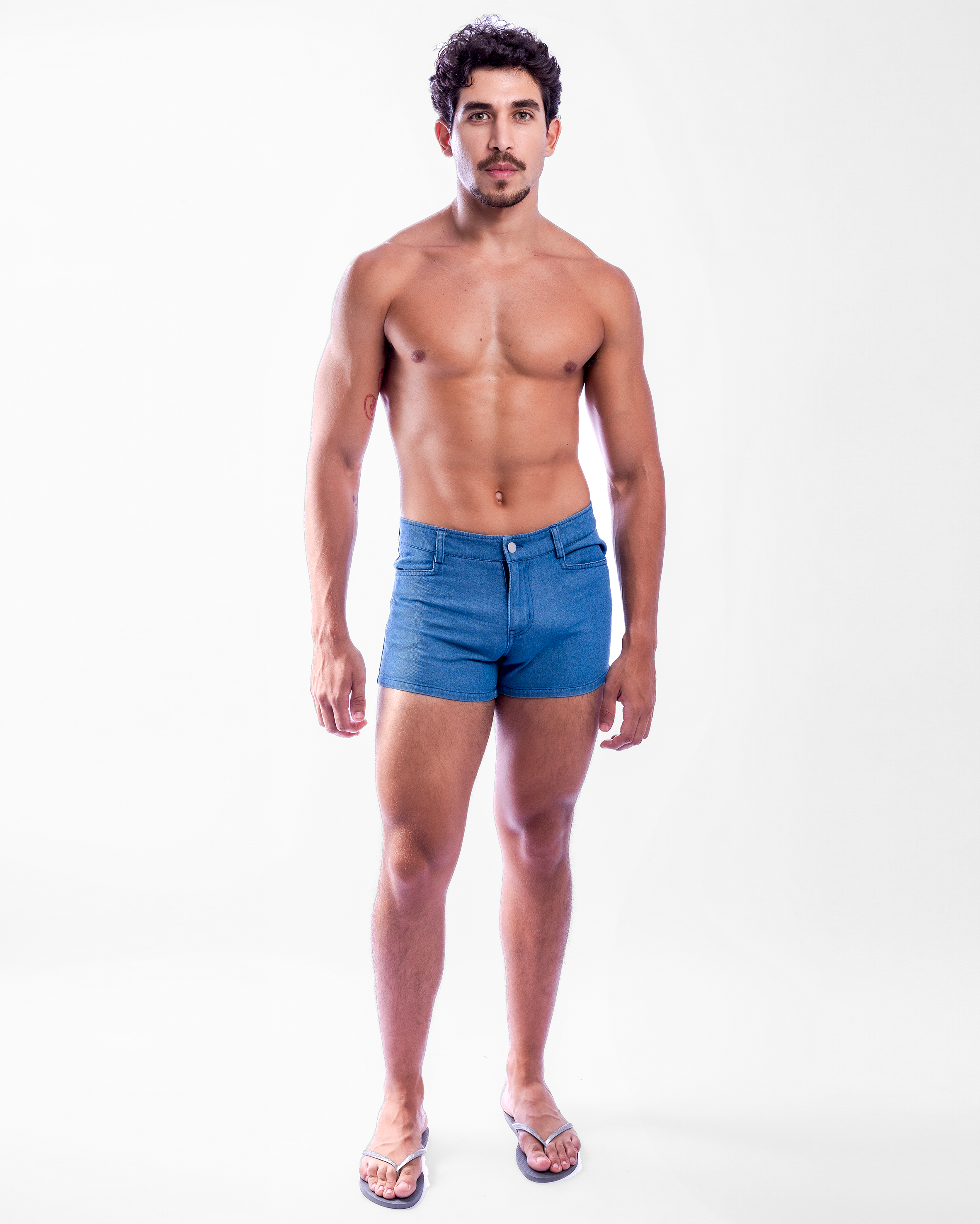 Short Length Denim Shorts - Blue