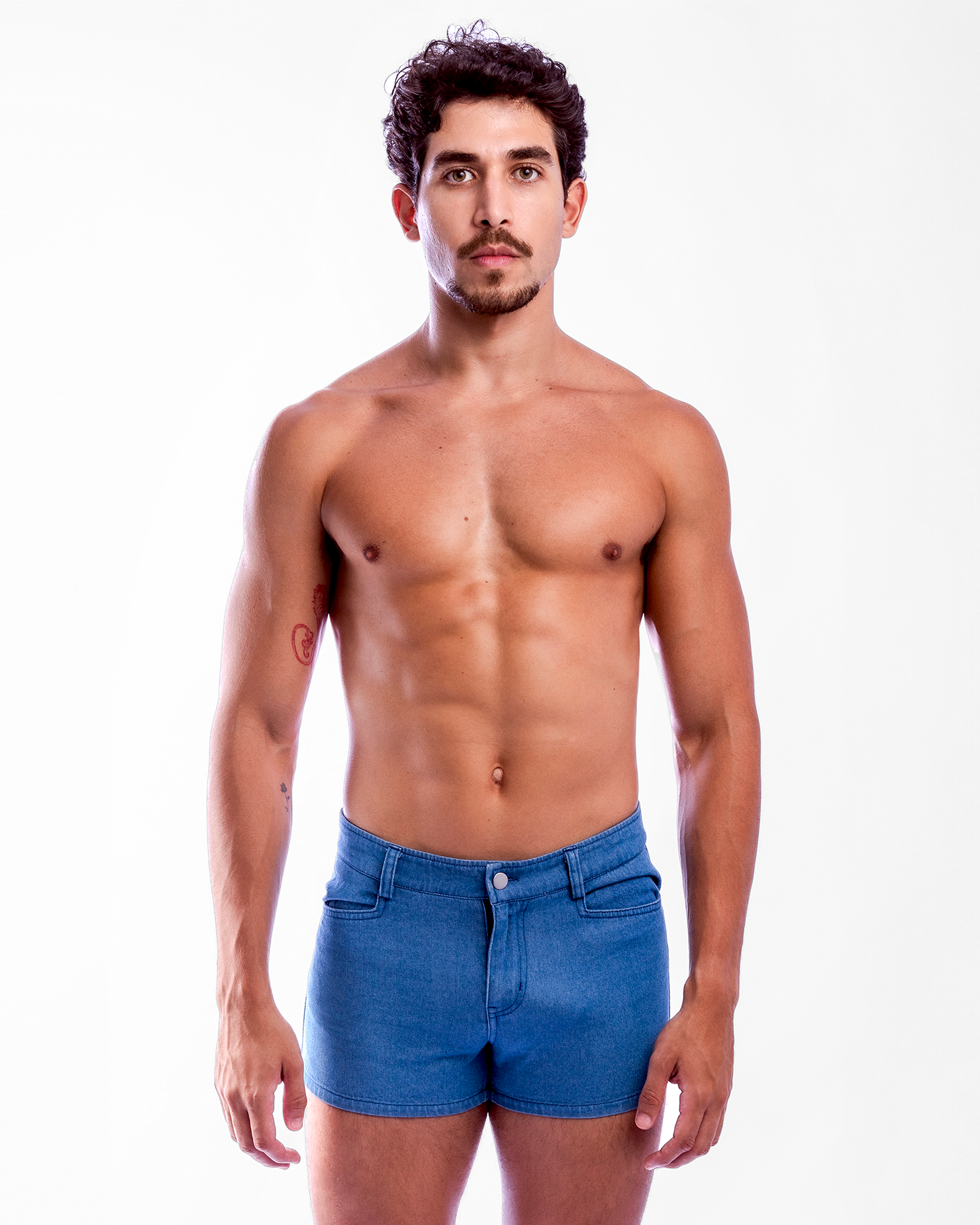 Short Length Denim Shorts - Blue