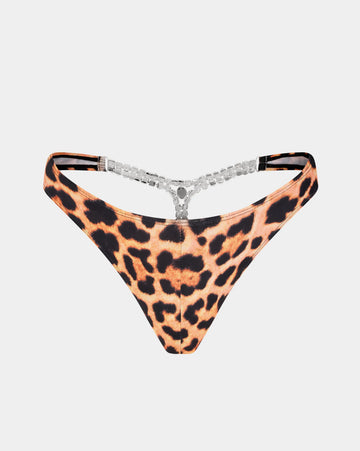 Diamond T-Back Thong in Leopard Print Project Claude