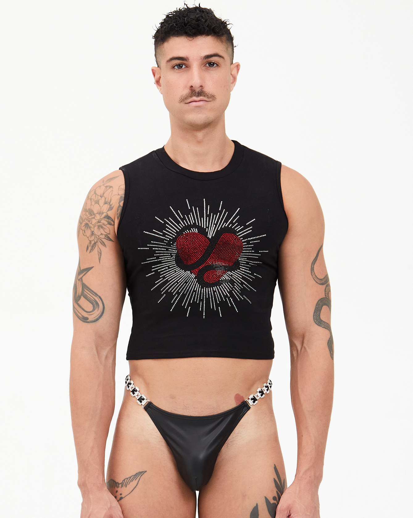 Poison Rhinestone Mid Crop Tank Top