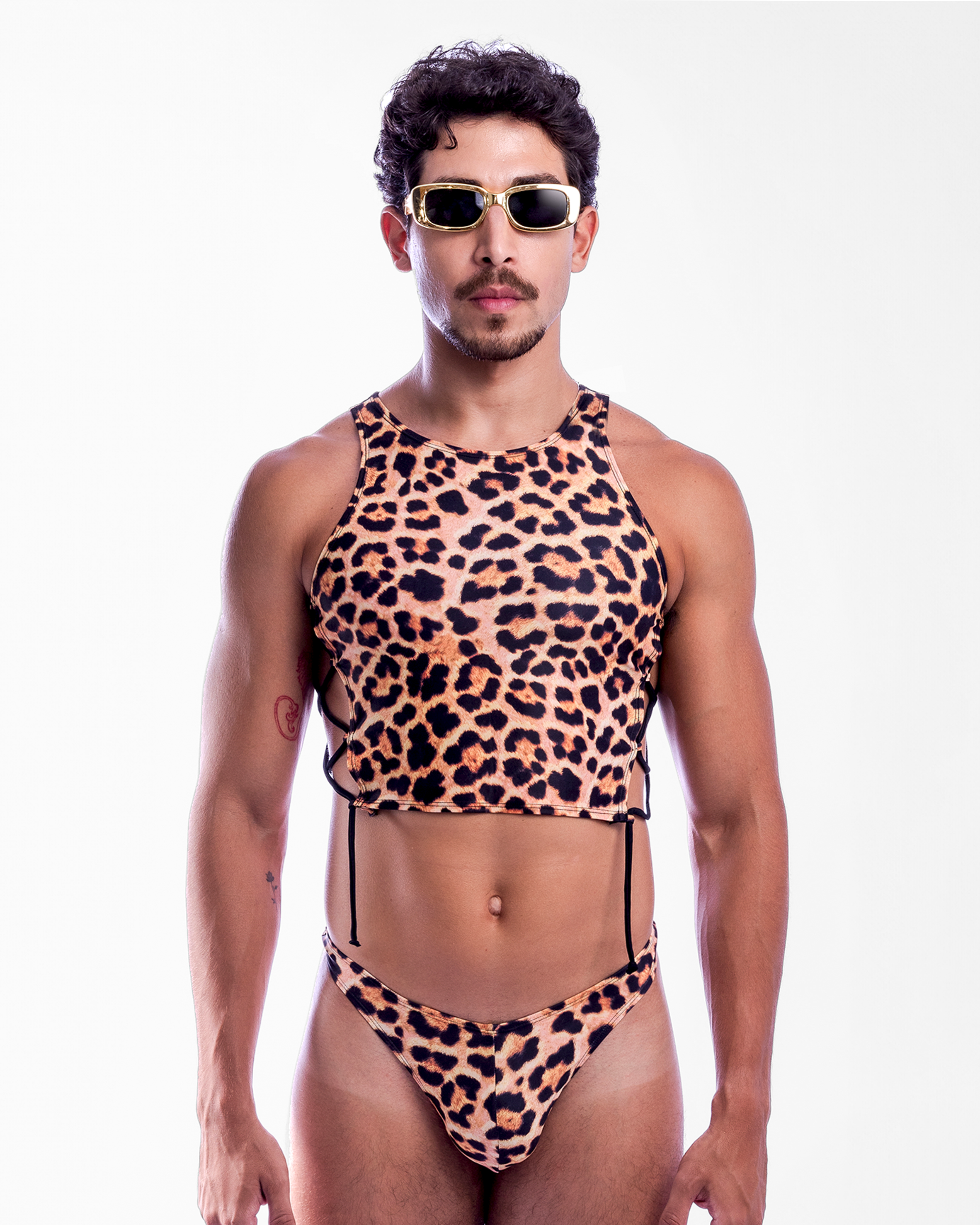 Lace Up Crop Top in Leopard