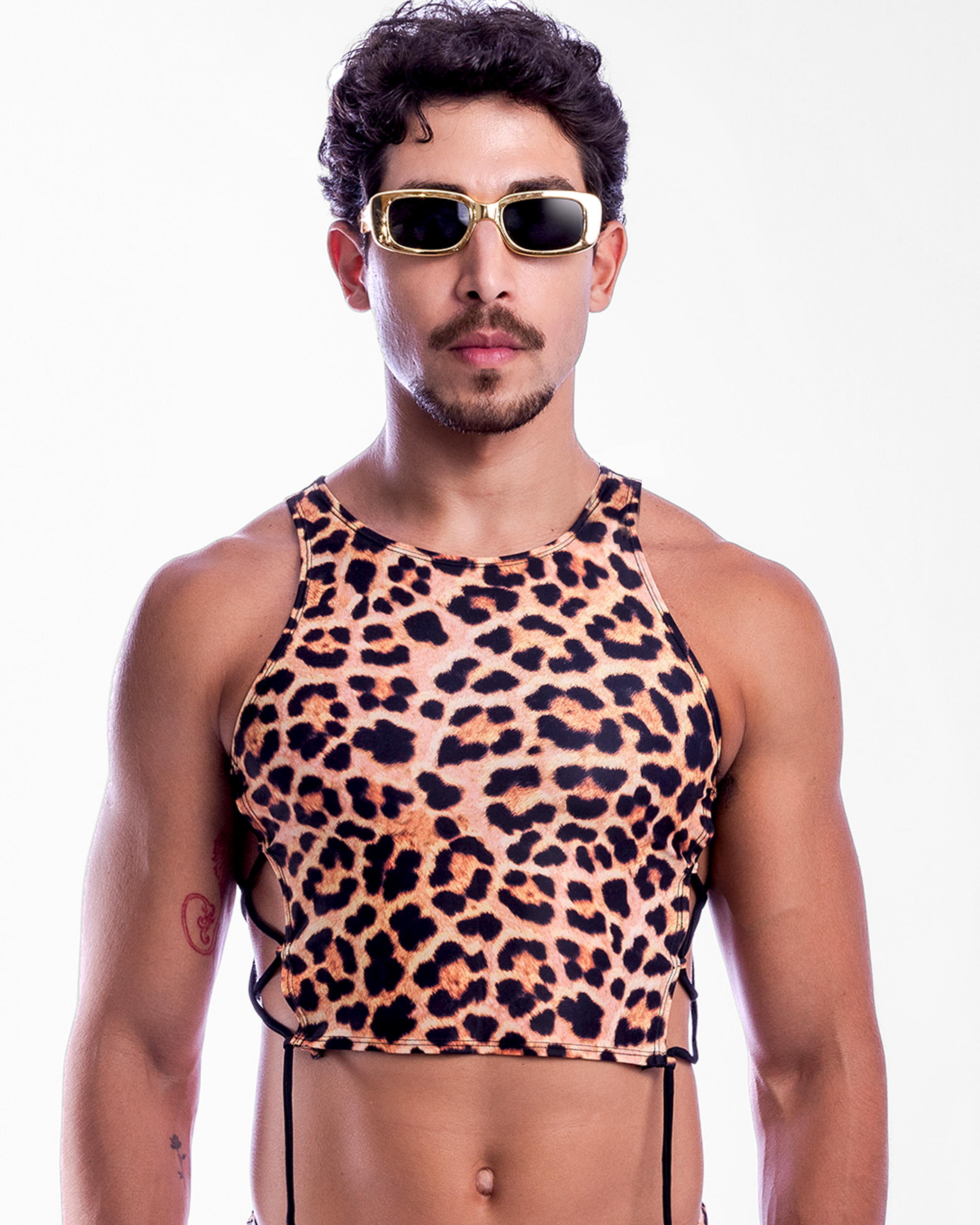 Lace Up Crop Top in Leopard