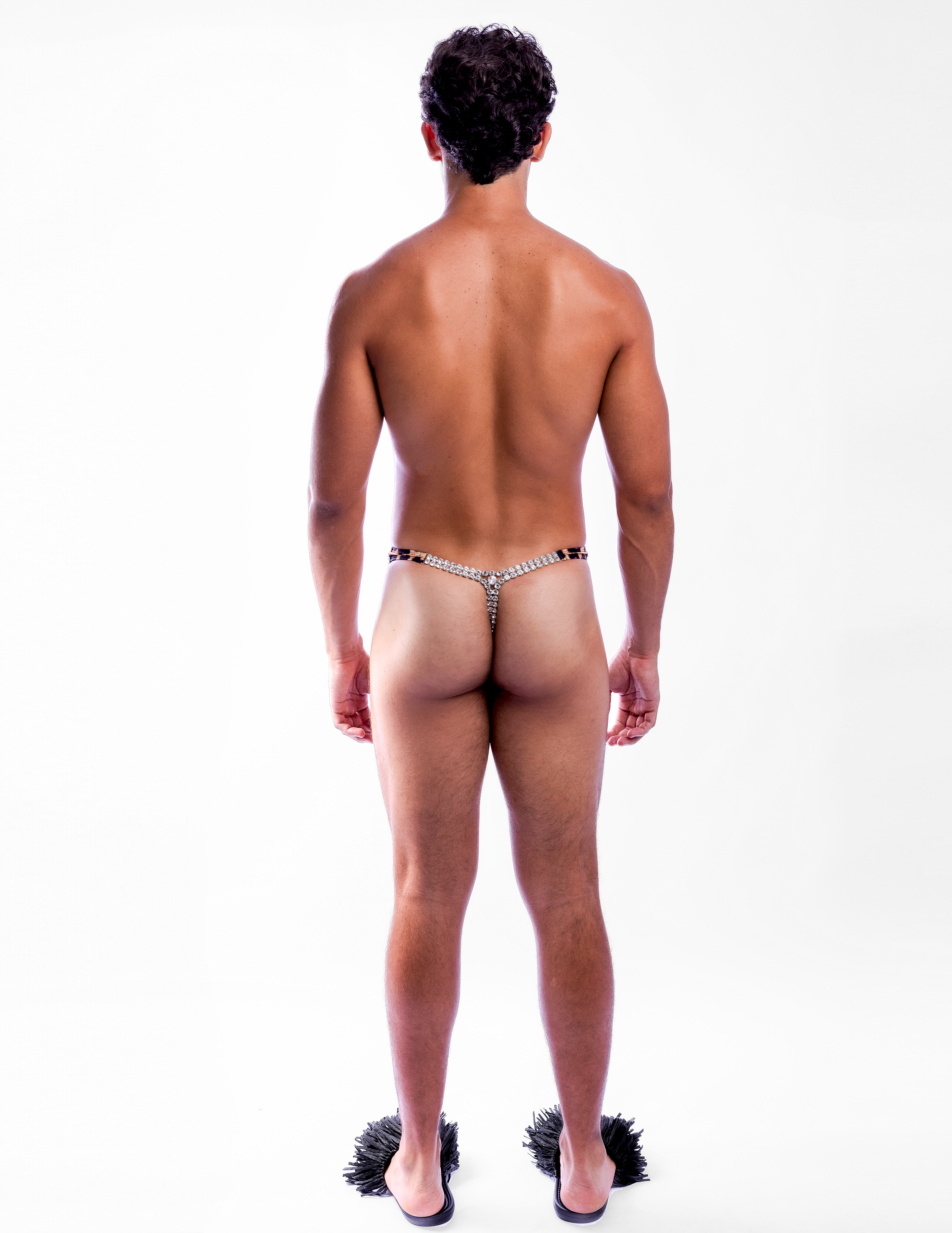 Diamond T-Back Thong in Leopard Print