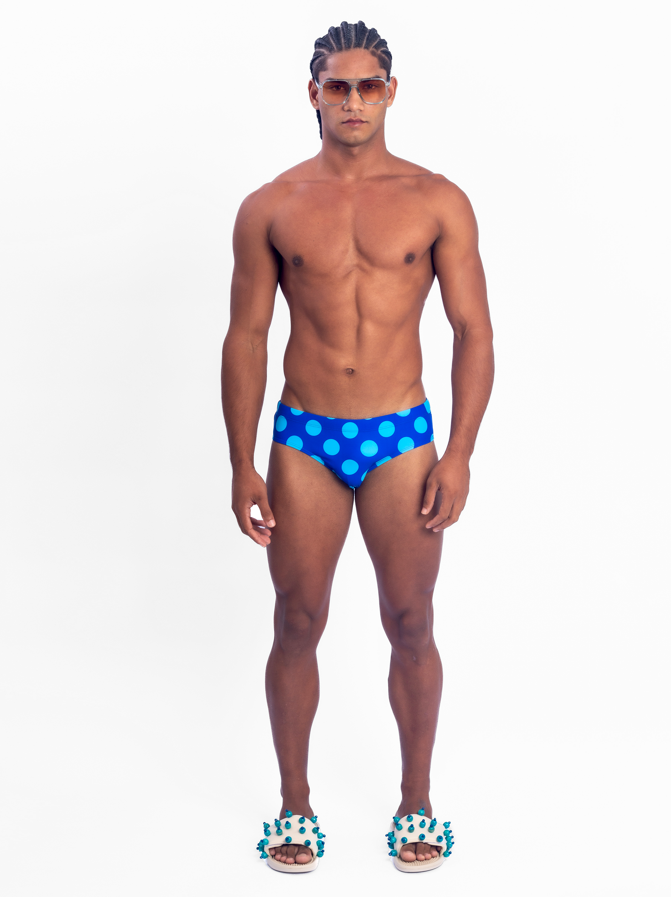 Polka Swim Brief - Blue