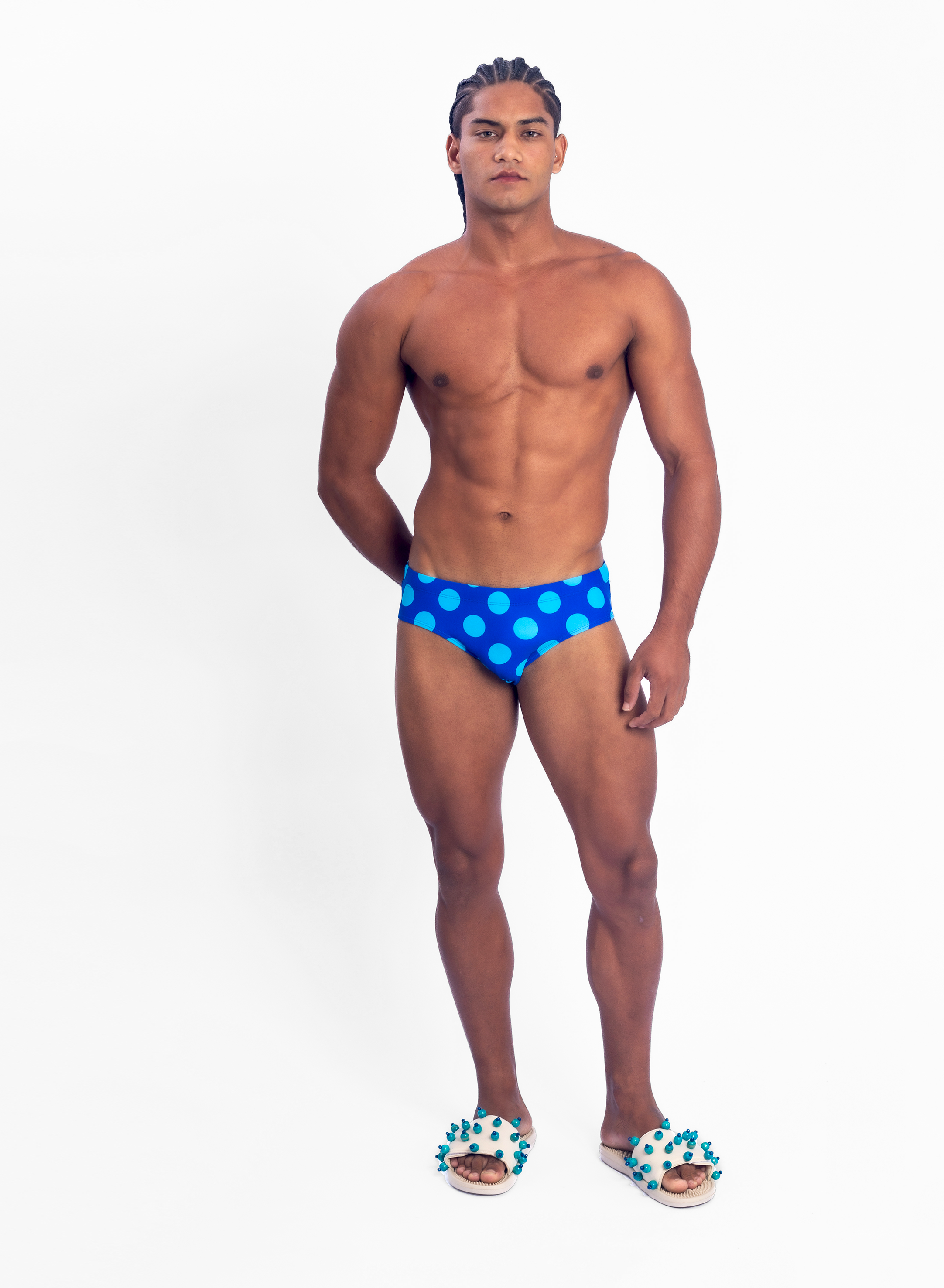 Polka Swim Brief - Blue
