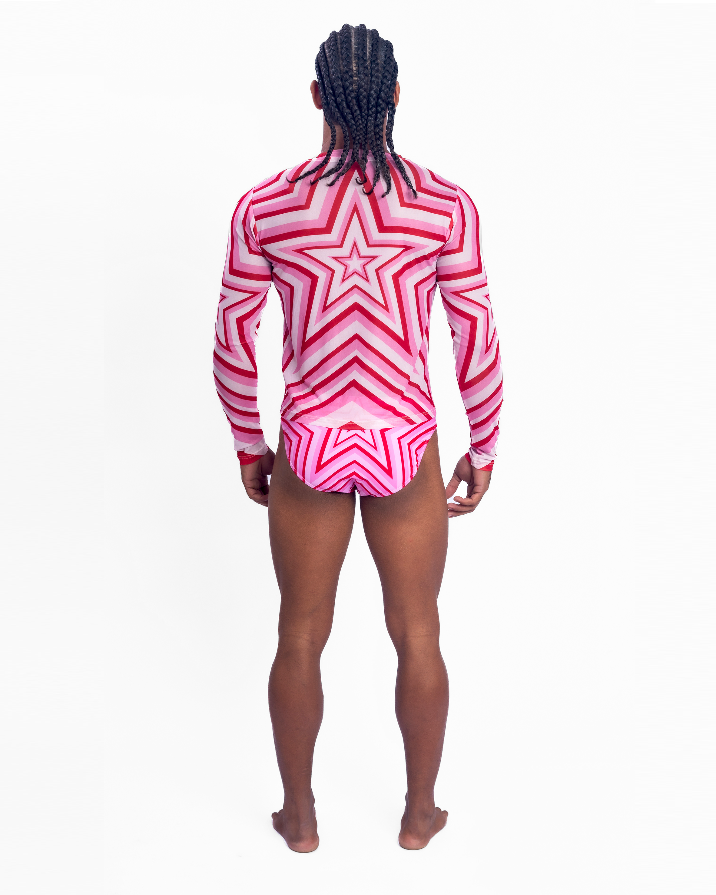 Star Mesh Crew muscle fit long sleeve mesh t-shirt in Pink