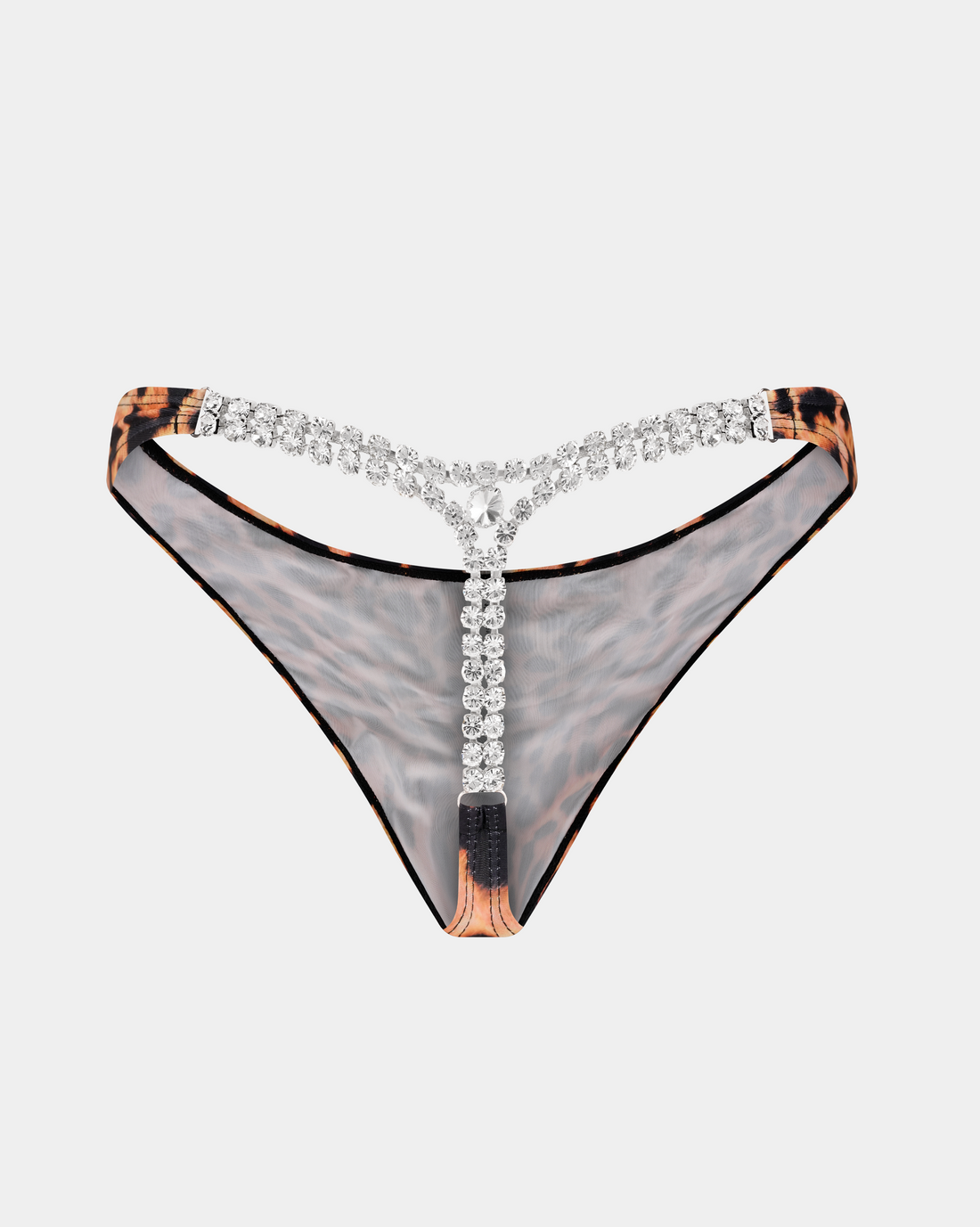 Diamond T-Back Thong in Leopard Print