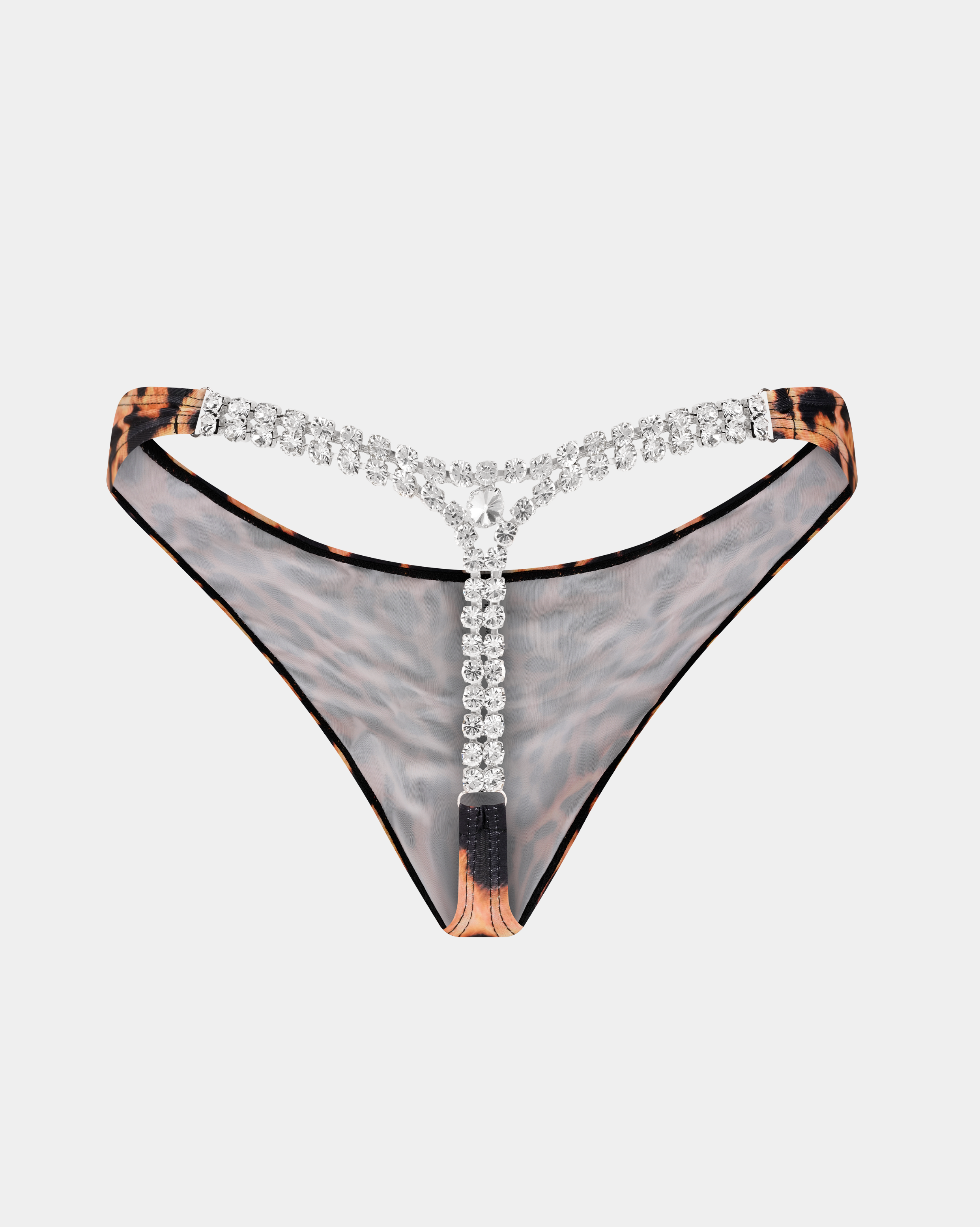 Diamond T-Back Thong in Leopard Print