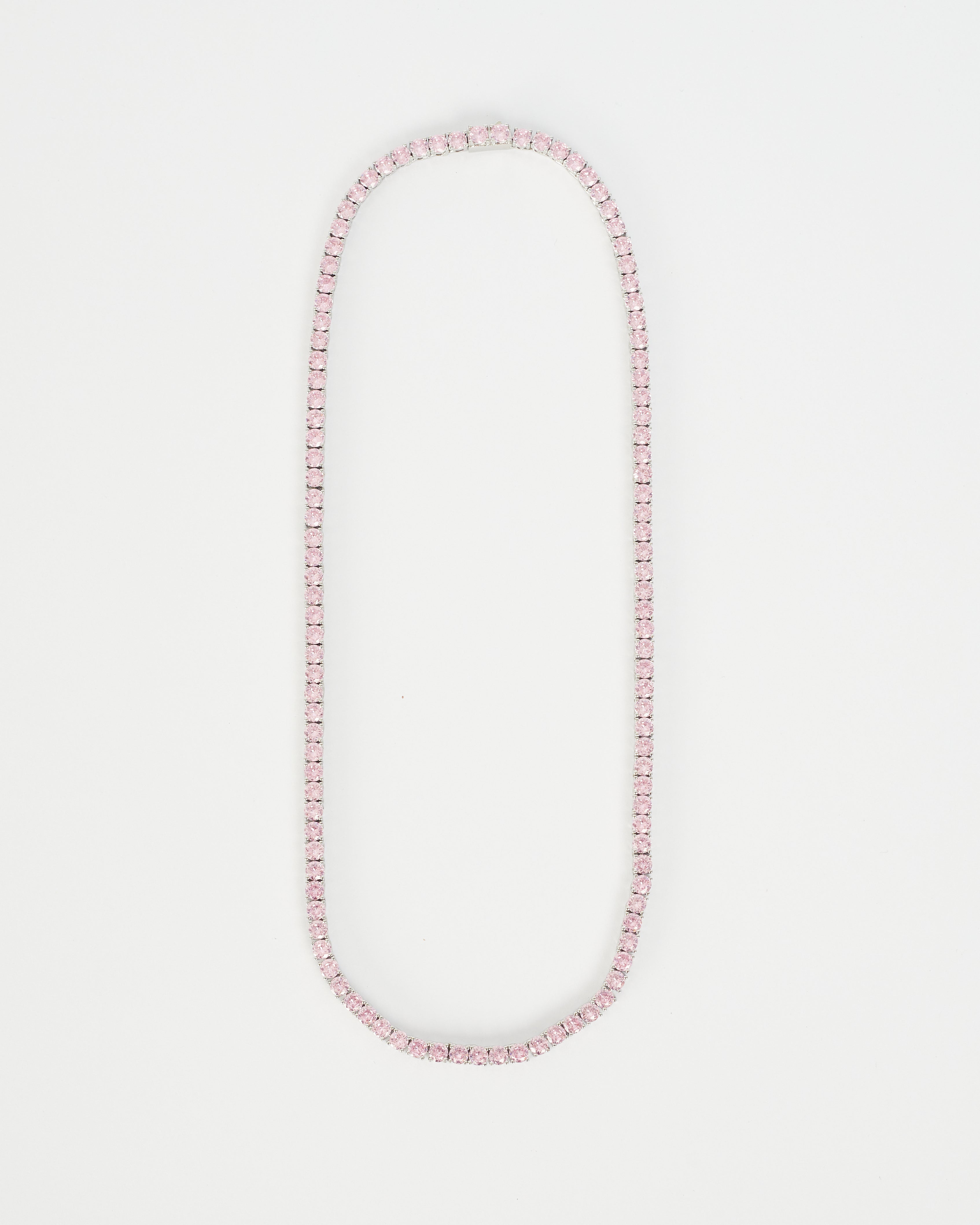 Pink Tennis Necklace - White Gold
