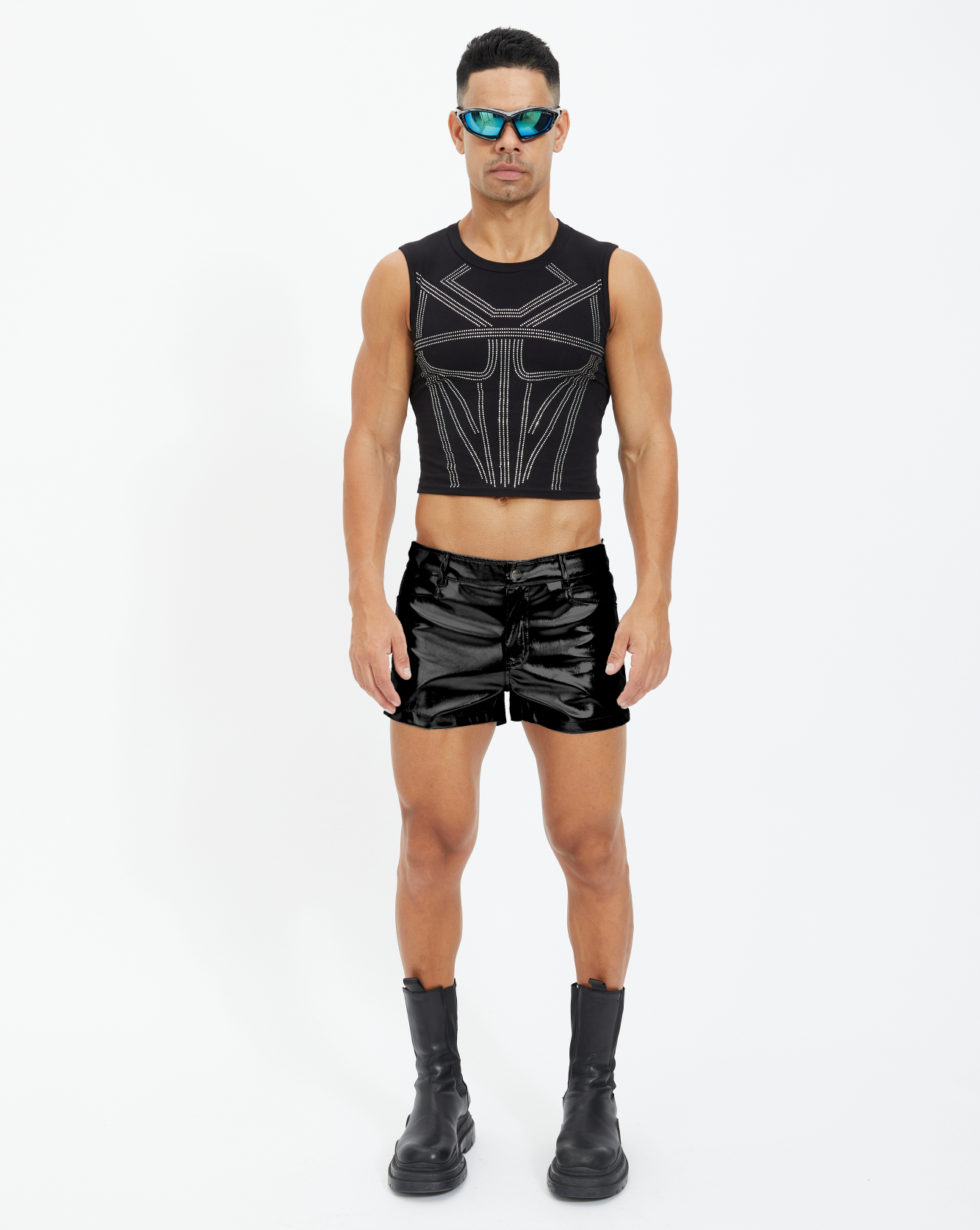Short Length Vegan Leather Shorts - Black