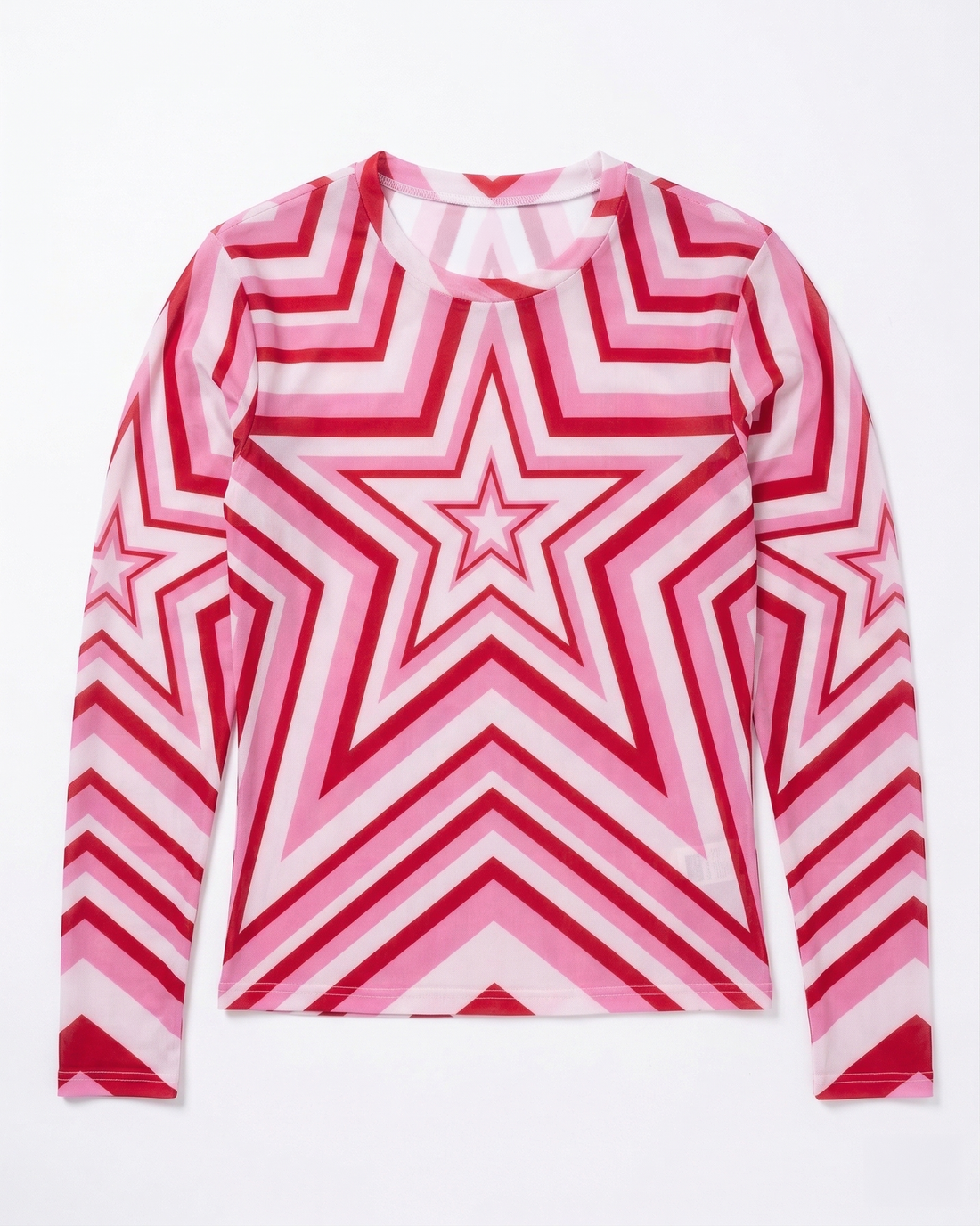 Star Mesh Crew muscle fit long sleeve mesh t-shirt in Pink Project Claude