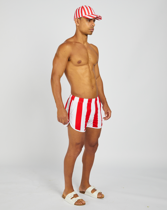 Classic Stripe Swim Shorts - Red